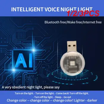 1/2/3PCS USB LED Nočna Lučka Glasovni Nadzor Svetlobe Led Notranjosti Noč Lučka Pisane Mini Avto Luči Auto Branje Light Color