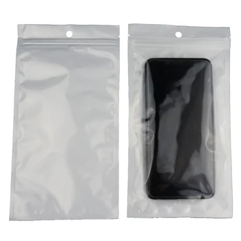 100 kozarcev/lot 9*12 cm, Belo prosojno BOPP biser filma ziplock vrečko-pearlised eni strani jasno slušalke Pakiranje torbica dustproof vrečo