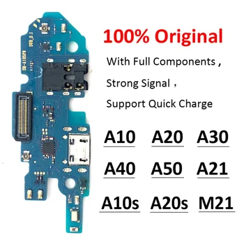 100% Prvotne Dock Priključek Mikro-USB Polnilnik za Polnjenje Vrata Flex Kabel Odbor Za Samsung A10 A10S A20 A20S A21 A30 A40 A50 M21
