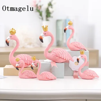 2 Slog Flamingo Dekoracijo Srčkan Živali Oblikovan Smolo Ornament Namizni Okras, Dnevna Soba, Spalnica Doma Miniature Dekoracijo