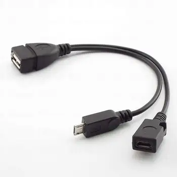 2 v 1 Micro USB OTG Kabel Gostitelja Moč Y Razdelilnik USB Moški Ženski Adapter za priključek kabel Mirco 5 Pin Vrata USB OTG Polnjenje B4