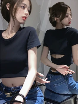 2023 nov modni korejski Tank Cami Vrh Ženske Backless Sexy Klub Obleko Dame Vintage T-shirt Tee Ženska Majica
