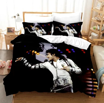 3D Tiskanih Michael Jackson Posteljnina Nabor Rjuhe Prevleke Pillowcases Tolažnik Posteljnina Nabor Bedclothes Tekstilne Doma Kraljica Kralj Sam
