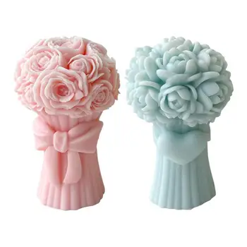 3D Šopek rož Plesni 3D Rose Šopek Sveča Plesni Silikonski Oblike, Za DIY Umetnostne Obrti Kit Svečo, zaradi Česar Doma Dekor Poroko