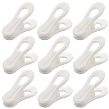 40Pcs Beli Plastični Obešalnik Posnetki, Posnetki za Uporabo s Slim-Line Oblačila Prst Posnetke Pralne Linije Perila Kljukice