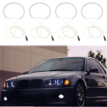 4Pcs Beli Smerniki CCFL LED Angel Eyes Kit Halo Obroč DRL Vključite Opozorilne Luči CCFL Žarometov Lučka Za-BMW E36 E46 E38 E39