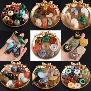 5pcs Naključno Barvo Lepe Naravnega Kamna Obesek čarobne gumbe za DIY Ženske Moški Ogrlica Obrti Nakit Dodatki Darila