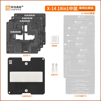 AMAOE IP X-14 18 V 1 Srednji Sloj Reballing Matrica Platformo kompleti za iphone X XS XSMAX 11 12 13 14 Serije Pro/Max Mini Plus