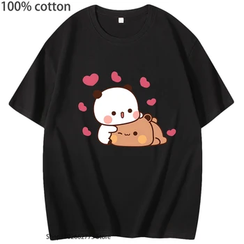 Bubu Dudu Graphic Majica Objame Ljubezen Majice Teen Dekleta Kawaii Print Majica Srčkan Panda Bear Casual Moški, 100%Cotton Tee Ženske Oblačila