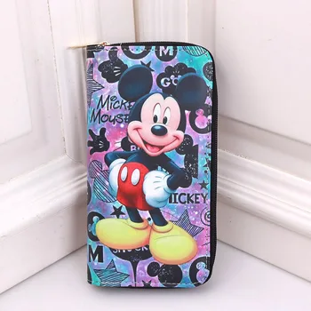 Disney Mickey Mouse Unisex Dolgo Denarnice Risanka Večfunkcijsko Denarnice Zadrgo Kovanec Ženski Torbici Za Kartico Sim Sklopka