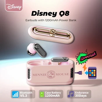 Disney Q8 Minnie Mickey Čepkov TWS Brezžična tehnologija Bluetooth 5.3 Slušalke HIFI Stereo Šport Gaming Slušalke z 1200mAh Moči Banke