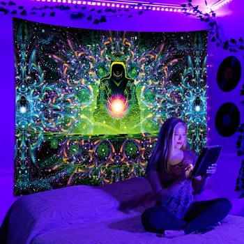 Fluorescentna tapiserija, UV psihedelični estetske neodvisni soba dekoracijo sten ozadju krpo hipi doma 
