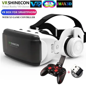 G06E Virtualne Realnosti VR Očala 3D Očala Google Kartonsko Škatlo, Slušalke Čelada za IOS Android Pametni telefon z Brezžični GamePad