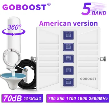GOBOOST 5 Band Signal Booster CDMA 850 B12 B13 700MHz B2 1900 B4 1700 Mobilnega 3G 4G Ojačevalnik Zaprtih mobilni telefon Signal Repetitorja