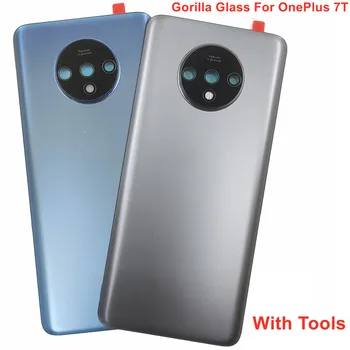 Gorilla Glass Za OnePlus 7T Izvirno Novo Nazaj Pokrov, Vrata Trdi Pokrovček Baterije Zadnje Ohišje Ohišje + Objektiv Kamere + Lepilo Zamenjati