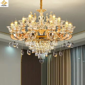 Kristalno Dnevna Soba Lestenci LED Zlato Luksuzni Sveča, Luč Obesek za Dom, Hotel, Restavracija Stropna Svetilka