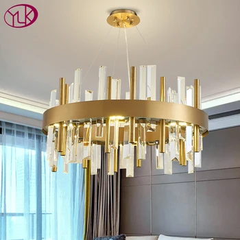 Luksuzni sodobne kristalni lestenec za dnevno sobo zlato krog design LED cristal lučka lustre doma dekor visi luç