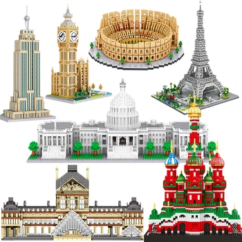 Mestna Arhitektura, Kip Svobode Big Ben Eifflov Stolp Mikro Gradnik Par Moskva London Katedrala Diamond Gradnje Igrača