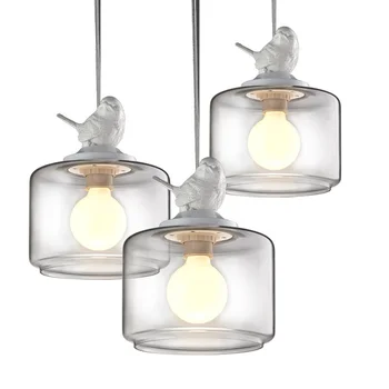 Nordijska Glass Design Obesek Luči Mansarda retro visi svetilka ptic hanglamp E27 LED industrijska svetilka Nordijska svetilka vzmetenje