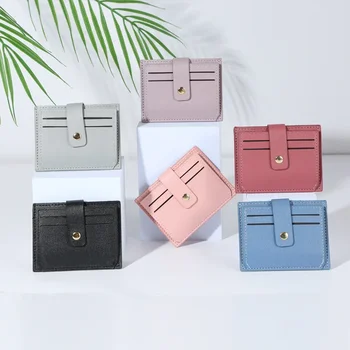Nova torba kartica vrečko PU usnja ženske preprosta modna klasična barva pripravi pasu gumb denarnica ženska