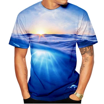 Nove Modne Moške/Ženske 3D Lepa Ocean Natisnjeni T-majice Priložnostne Poletje, Morje, Plaža Aktivno Kratka sleeved zgornji deli oblacil