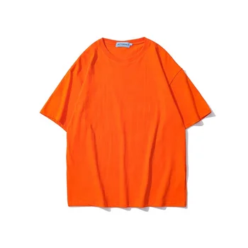 Novo bombaž kratka sleeved debelo vsestranski moda ohlapno okoli vratu lahko natisnete logotip prazno barva T-shirt
