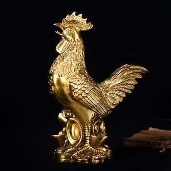 Novo Leto Je Imitacija Bakra Zlati Petelin Kitajske Tradicionalne 12 Živali Fengshui Talisman Obrt Home Office Ročno Izdelani Okraski