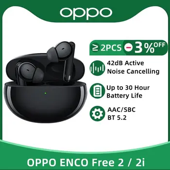 OPPO ENCO Free 2 2i TWS Slušalke Brezžične Bluetooth 5.2 Čepkov Aktivni šumov Brezžični 3 Mikrofon Slušalke Za Iskanje X5 Pro