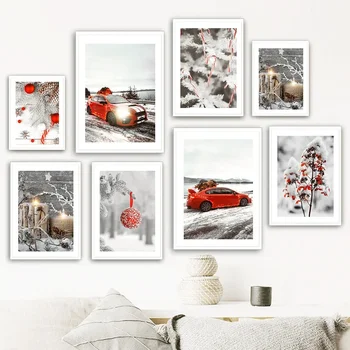 Prilagodljiv Božični Okraski, Darilo Avto Borovih Cvet Umetnosti Slikarstva Nordijska Plakatov in Fotografij Dnevna Soba