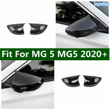 Rearview Mirror Ox Rog Rezilo Slog Zajema Trim Za 5 MG MG5 2020 - 2023 Ogljikovih Vlaken Videz / Črna Zunanjost Spremenjen Dodatki