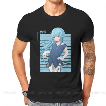 rimuru Anime Moda TShirts Da ko sem Dobil Reincarnated kot Sluzi Moških Grafika Čistega Bombaža Vrhovi T Shirt Krog Vratu Preobsežne