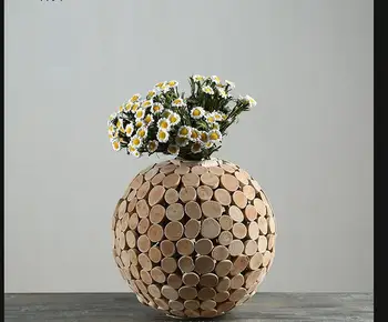 Ročno Izdelana Vaza Ustvarjalne Lesena Vaza Doma Dekor Dodatki, Namiznih Posušen Cvet Vaze Ornament Obrti Dekorativne Vaze Darilo