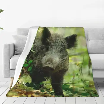 Selvagem javali caça porco cobertor velo živali natureza leve fina jogar cobertores par cama sofá
