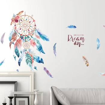 [shijuekongjian] Dreamcatcher Stenske Nalepke DIY Risanka Perje Stenske Nalepke za Otroke Sobe Otroška Spalnica Dekoracijo Dormitorij