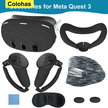 Silikonski Zaščitni Pokrov Lupini Primeru za Meta Quest 3 VR Slušalke Glavo sprednji Pokrov Oči Pad Grip Ročaj Gumb Skp VR Dodatki