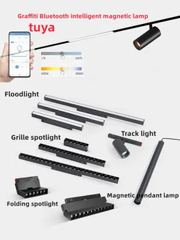 Smart LED Magnetni Stezi Svetlobe Zatemniti 48V Obesek Spot Svetilka Magnet Prilagodljiv Stalnica Sodobnega Železniškega Zamenljiva Design Vrsta Sistema