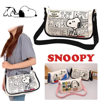 Snoopy Messenger Bag Risanka Moda za Ženske Makeup Vrečko za Shranjevanje Potovanja Anime Platno Zadrgo Organizator Girls Srčkan Y2K Torba