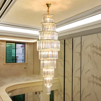 Sodobni Led Luksuzni Kristalno Stopnišče Lestenec Razsvetljavo Dekor Veliko Klasično Cristal Hotel Dnevna Soba Spirala Dolgo Obesek Lučka