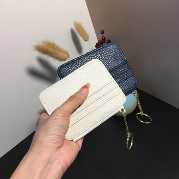 Spot kartico bag ultra-tanko usnje kartico vrečko z režo za kartico mini denarnico, bančne kartice, kreditne kartice vrečko za moške in ženske Z Keychain