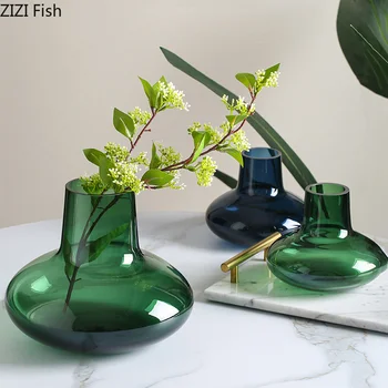 Steklena Vaza Krog Transparentni Cvetlični Aranžma Hydroponics Povzetek Sodobne Dom Dekoracijo Cvet Vazo Poroko Vaze