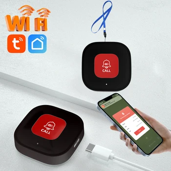 Tuya WiFi Smart SOS Gumb za Klic Brezžični Negovalec Pager Telefon Zvoni Oddajnik Klic v Sili Gumb za Starejše Bolnika
