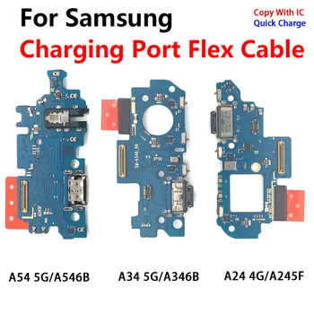 USB Kabel za Polnjenje Plošča Flex Vrata Za Samsung A34 A346B A54 5G A546B A24 4G Polnilnik Vrata Dock Priključek za Polnjenje Odbor Flex Kabel