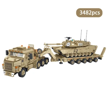 Vojaške 3482Pcs M1070 Oklepni Avto Tank Prevoz Vozila Model gradniki Tehnične WW2 Vojske Prikolico Opeke Igrače Otroci Darilo