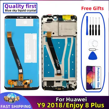 Za Huawei Y9 2018 Uživajte 8 Plus LCD FLA-L22 Original Z okvirjem Mobilni Telefon Zaslon, Zaslon na Dotik, Računalnike Skupščine Zamenjava