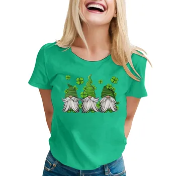 Ženske Priložnostne Ohlapna Natisnjeni T-Shirt Krog Vratu Puloverju Kratek Sleeved Zgornji del Ženske Modni Bluzo 2023 Majica Za Ženske